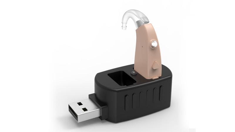 USB شاحن قفص الاتهام القابلة لإعادة الشحن السمع معالجة الإشارات الرقمية مساعدات الأذن